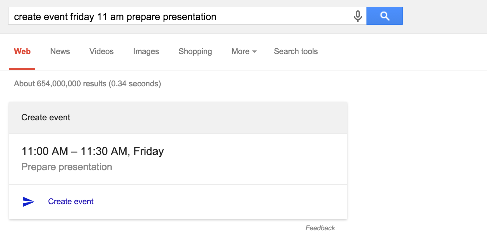 Create Google Calendar events with Google Search