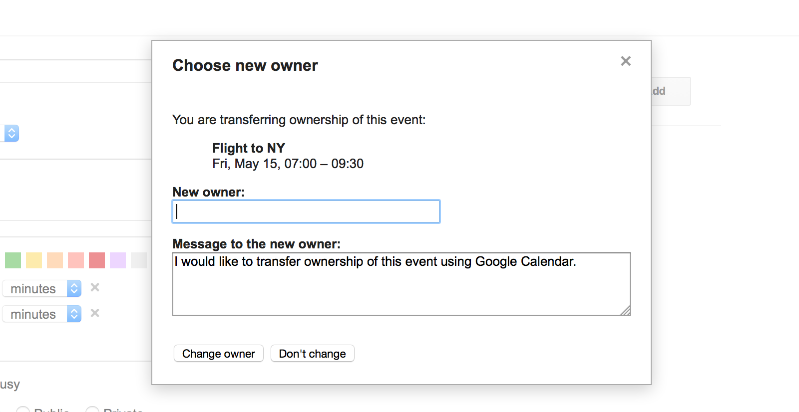 Transfer Google Calendar event ownership