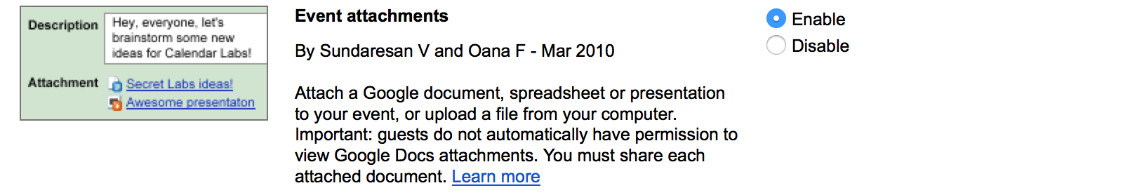 Share meeting documents in Google Calendar events