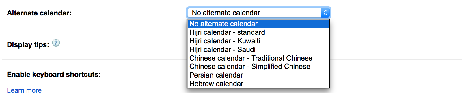 Use a Chinese or Hebrew calendar