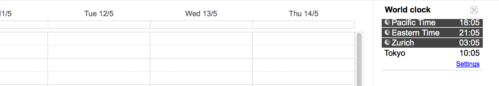 Add a world clock to your Google Calendar